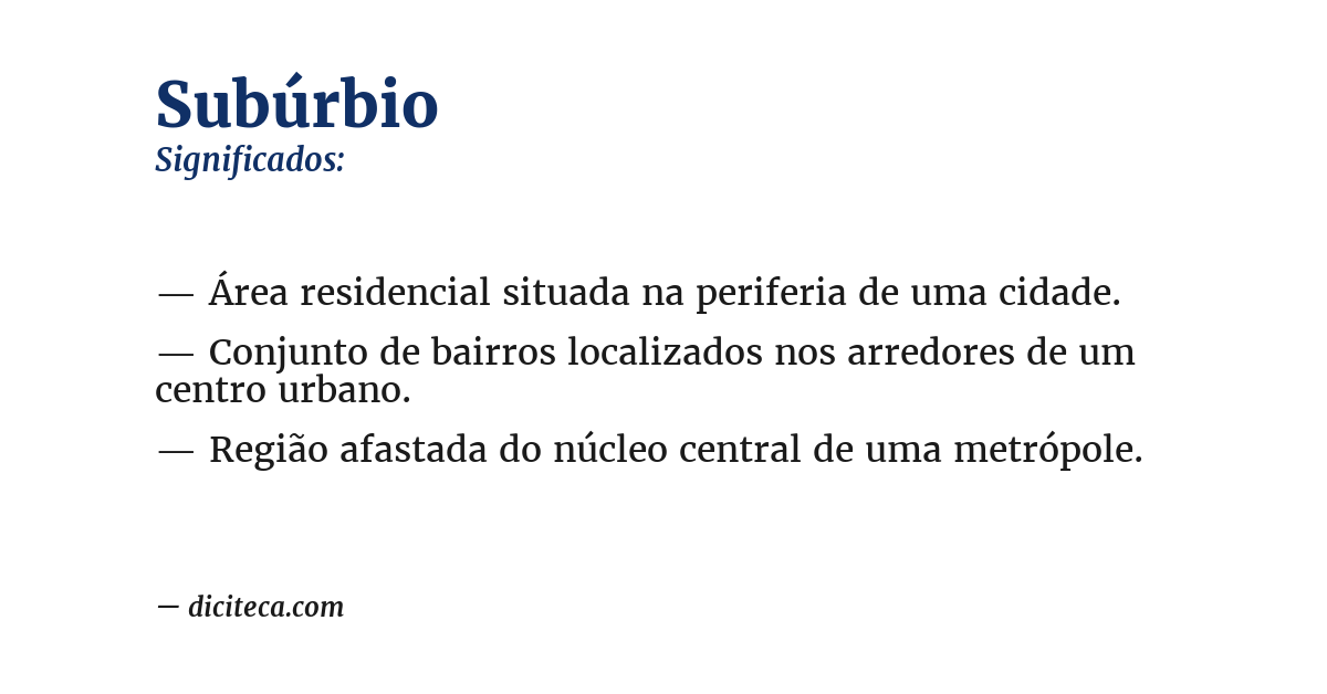 Significado de subúrbio