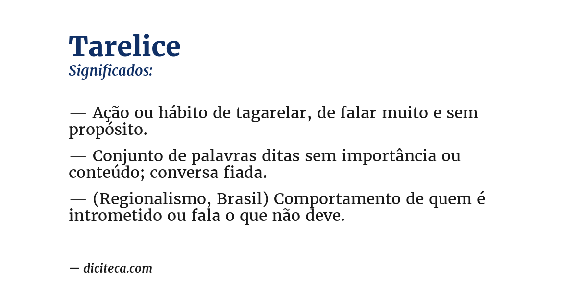 Significado de tarelice