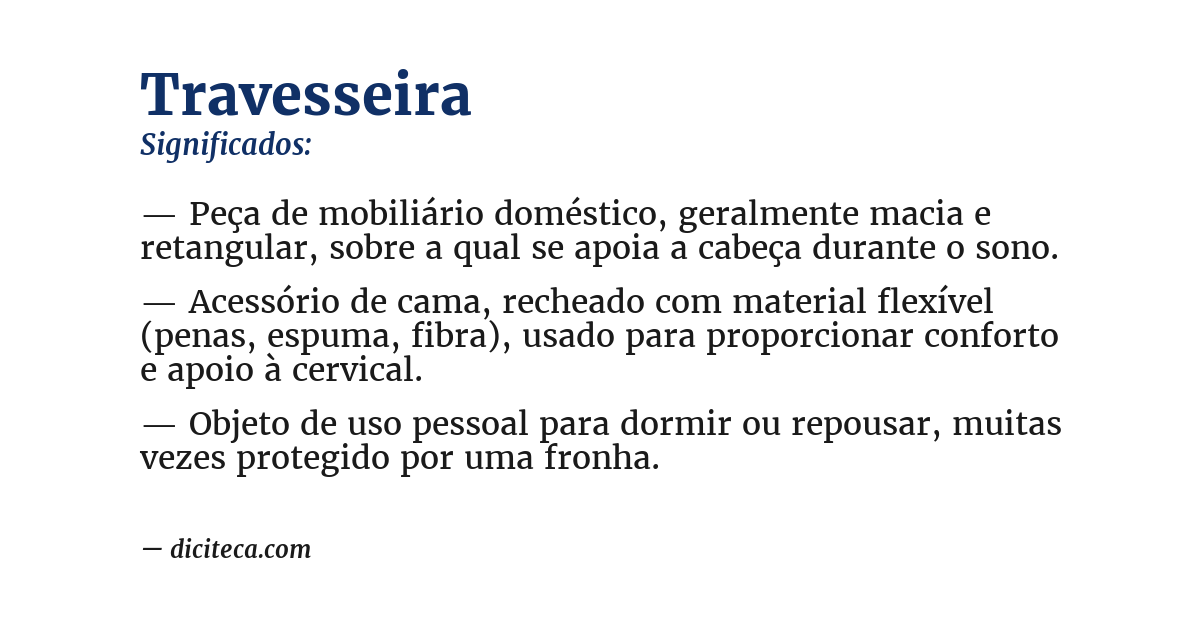 Significado de travesseira
