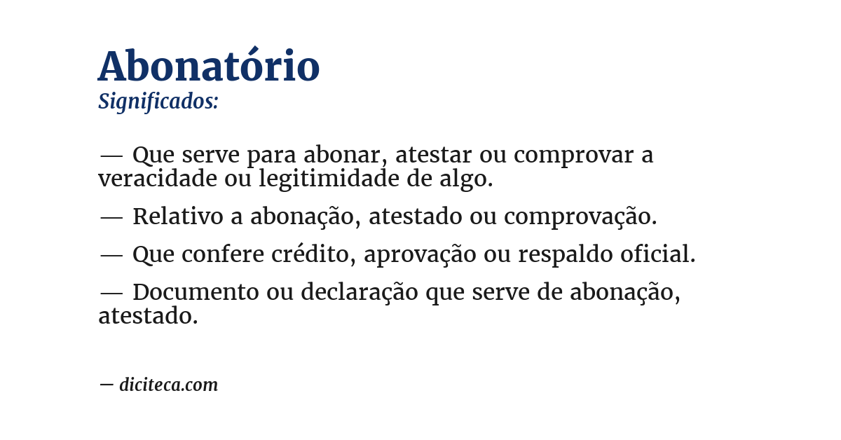Significado de abonatório