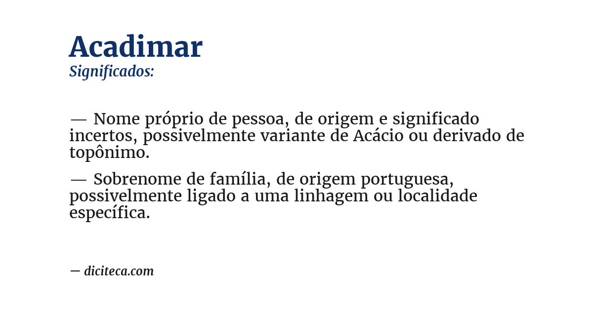 Significado de acadimar