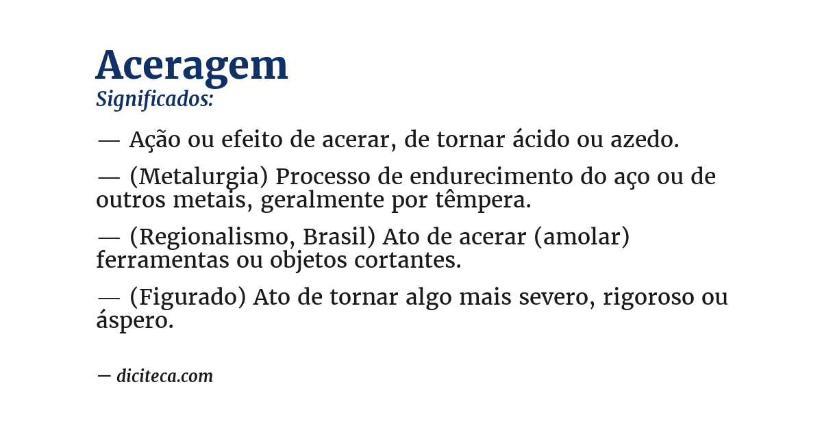 Significado de aceragem