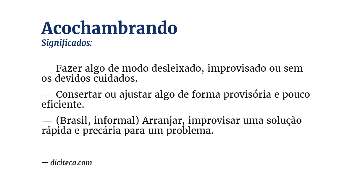 Significado de acochambrando