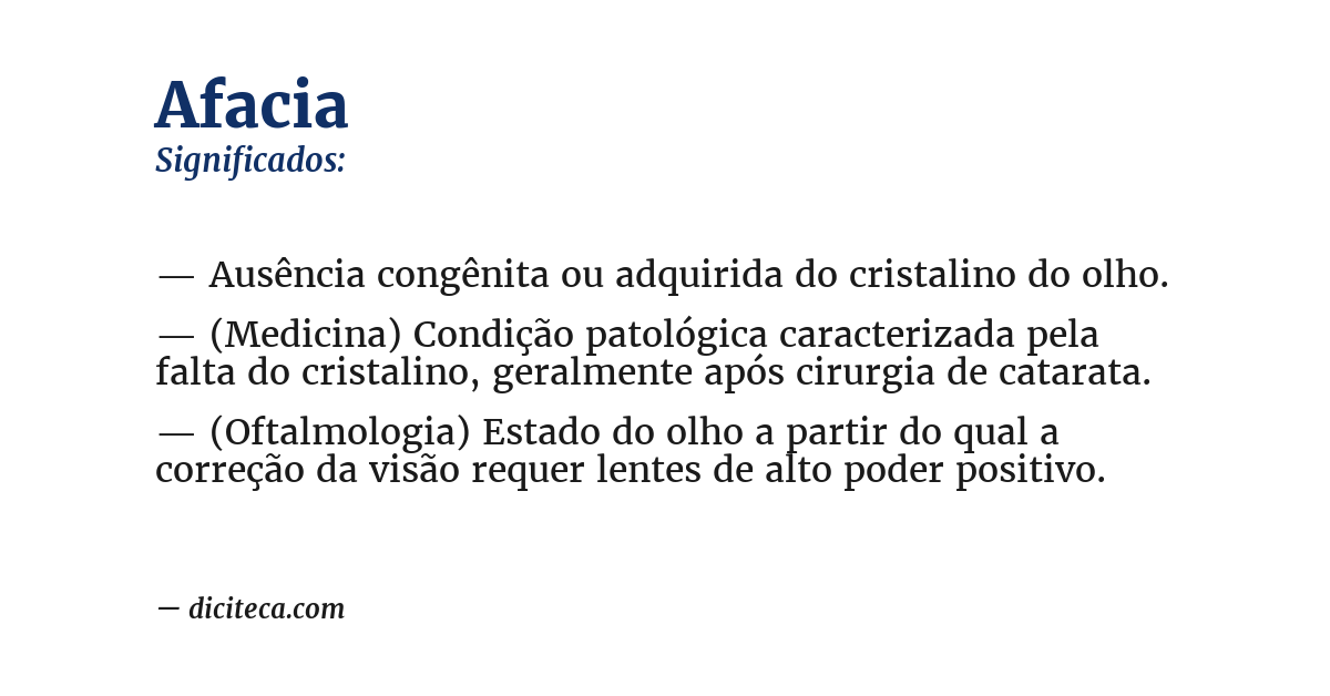 Significado de afacia