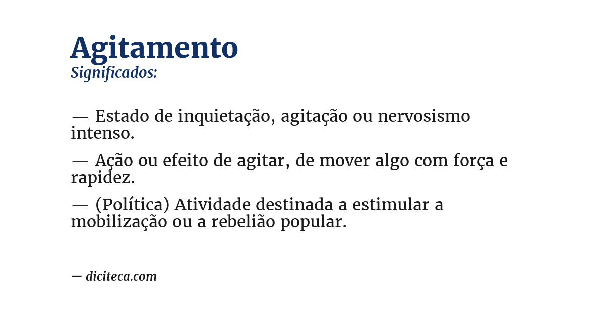 Significado de agitamento
