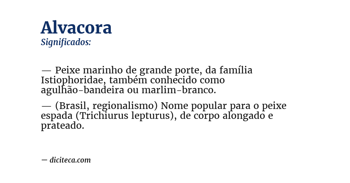 Significado de alvacora