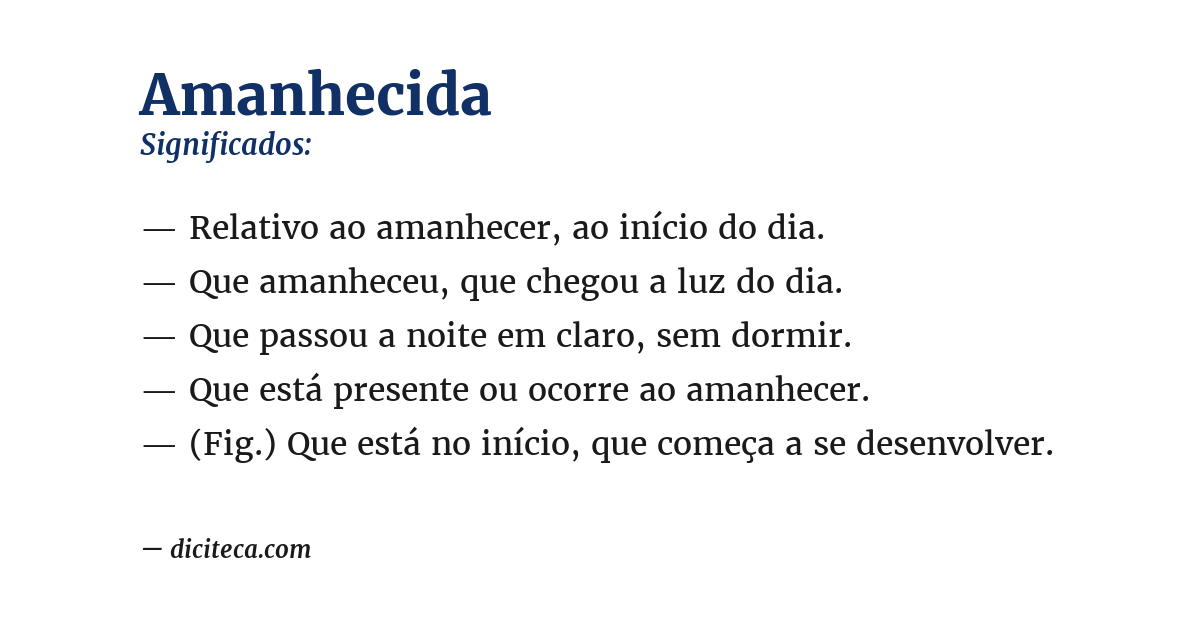 Significado de amanhecida