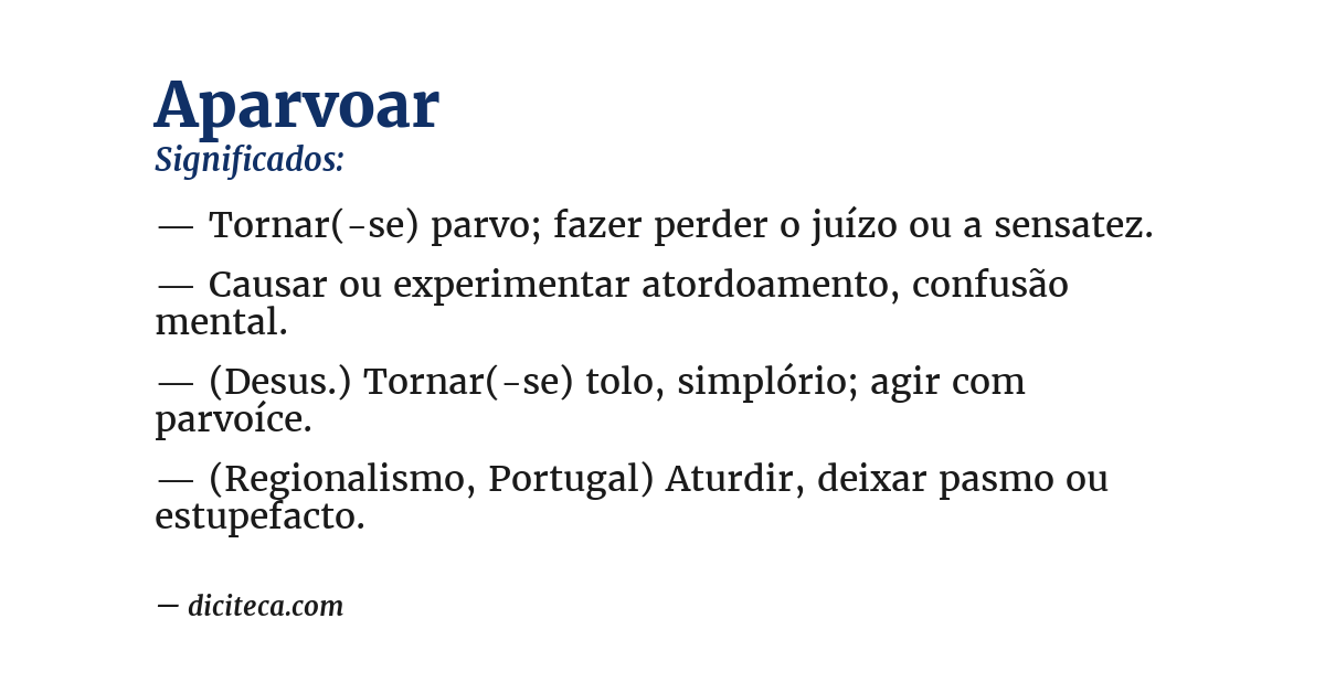 Significado de aparvoar