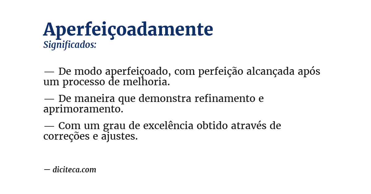 Significado de aperfeiçoadamente