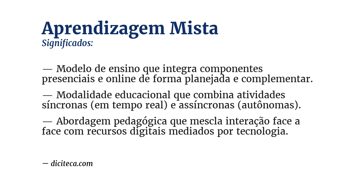 Significado de aprendizagem mista