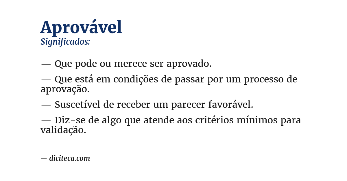 Significado de aprovável