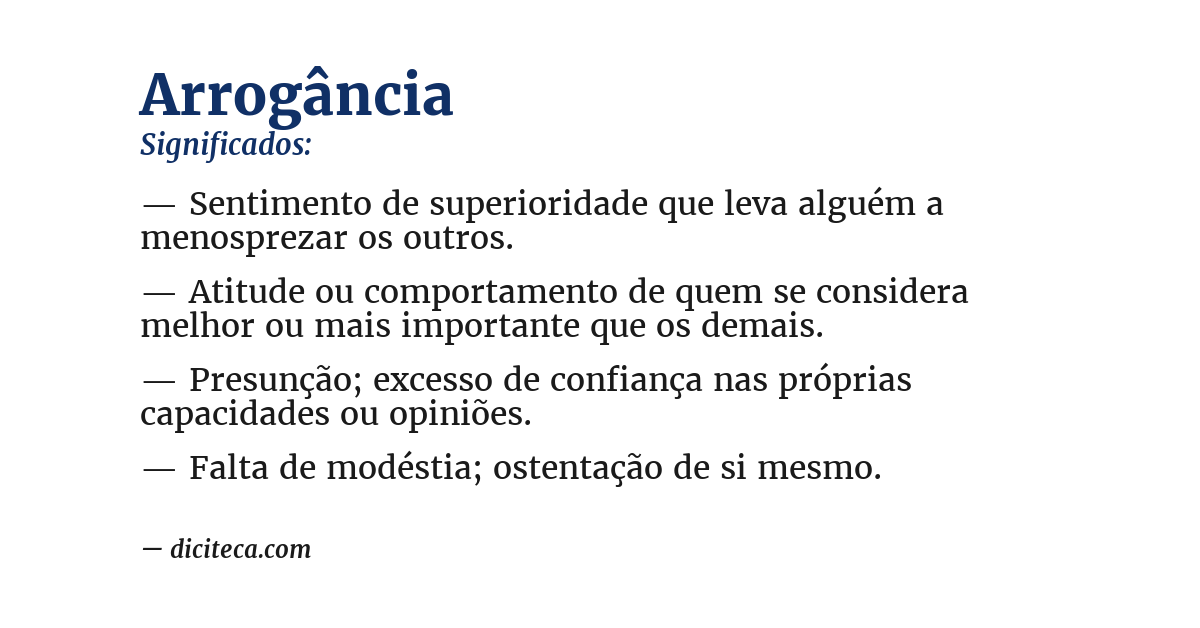 Significado de arrogância
