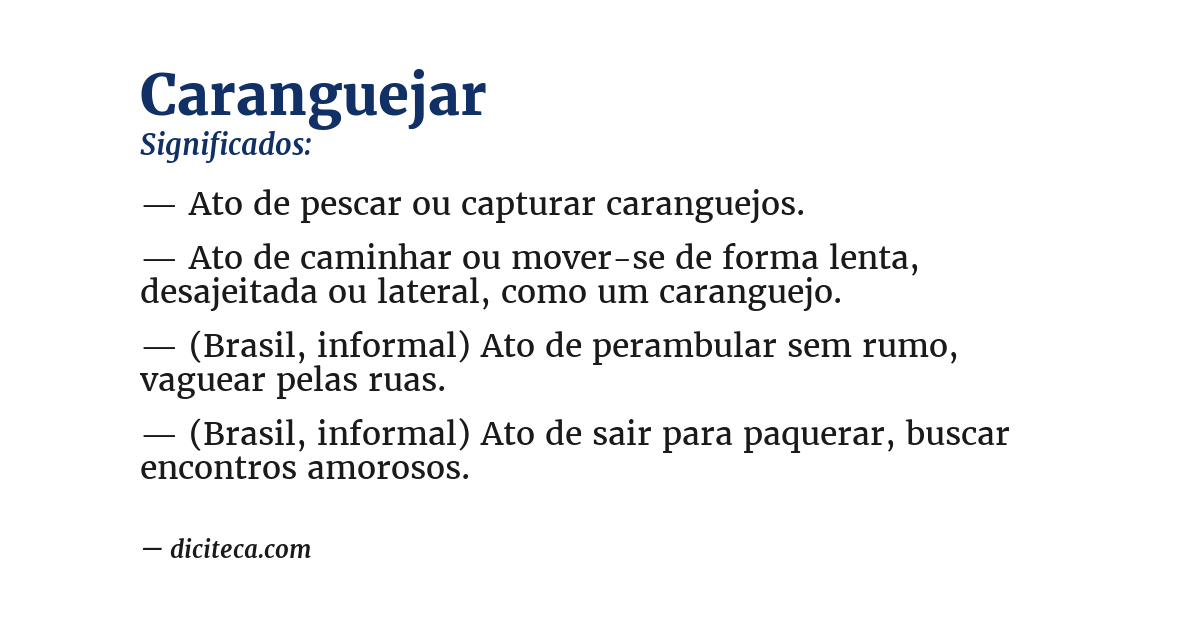 Significado de caranguejar