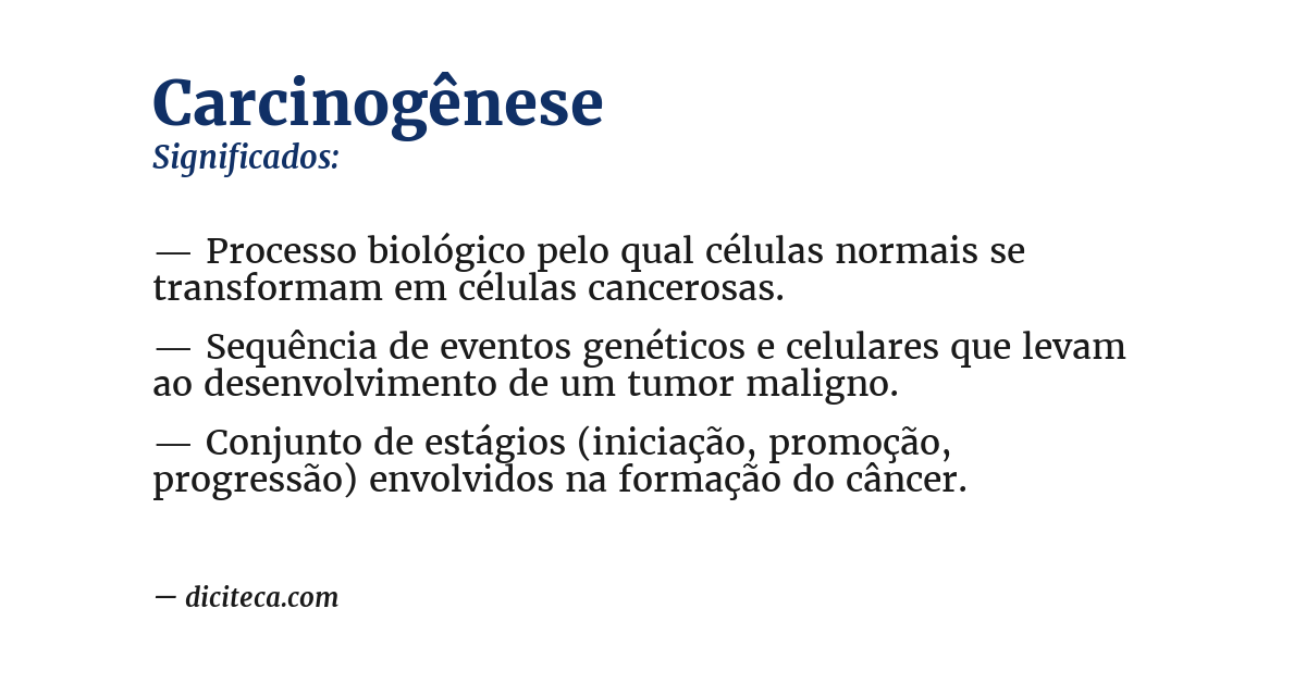 Significado de carcinogênese