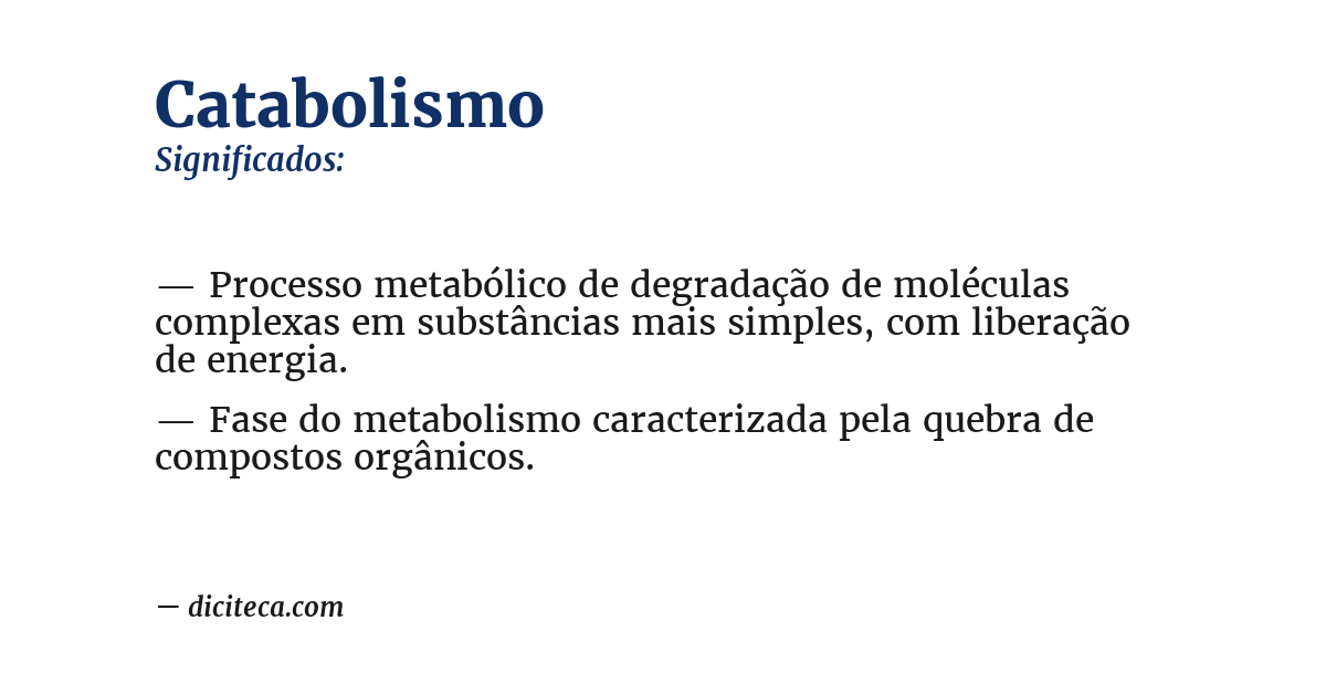 Significado de catabolismo