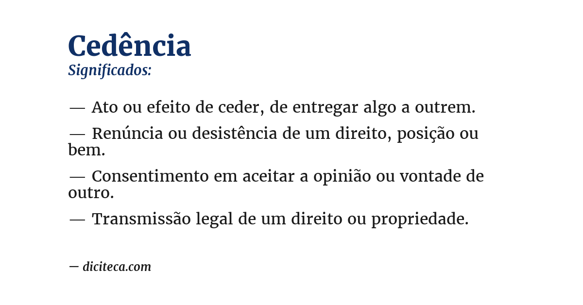 Significado de cedência
