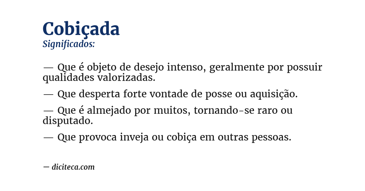 Significado de cobiçada