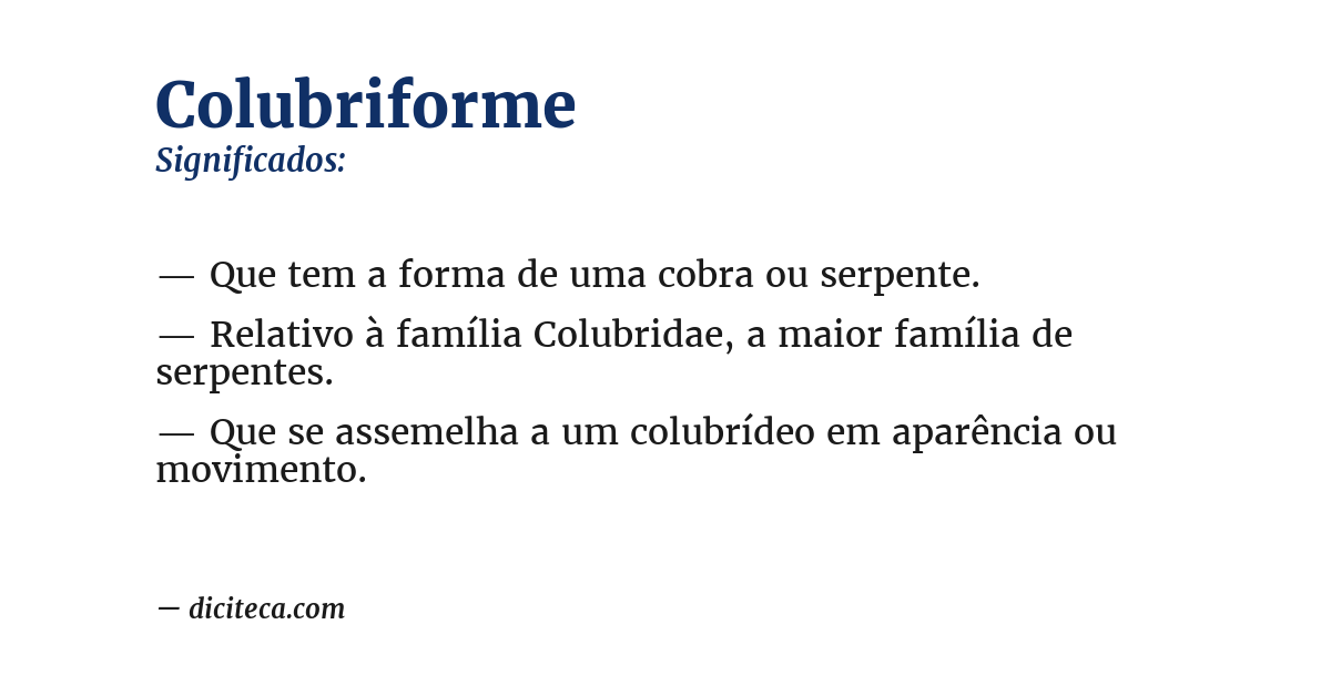 Significado de colubriforme
