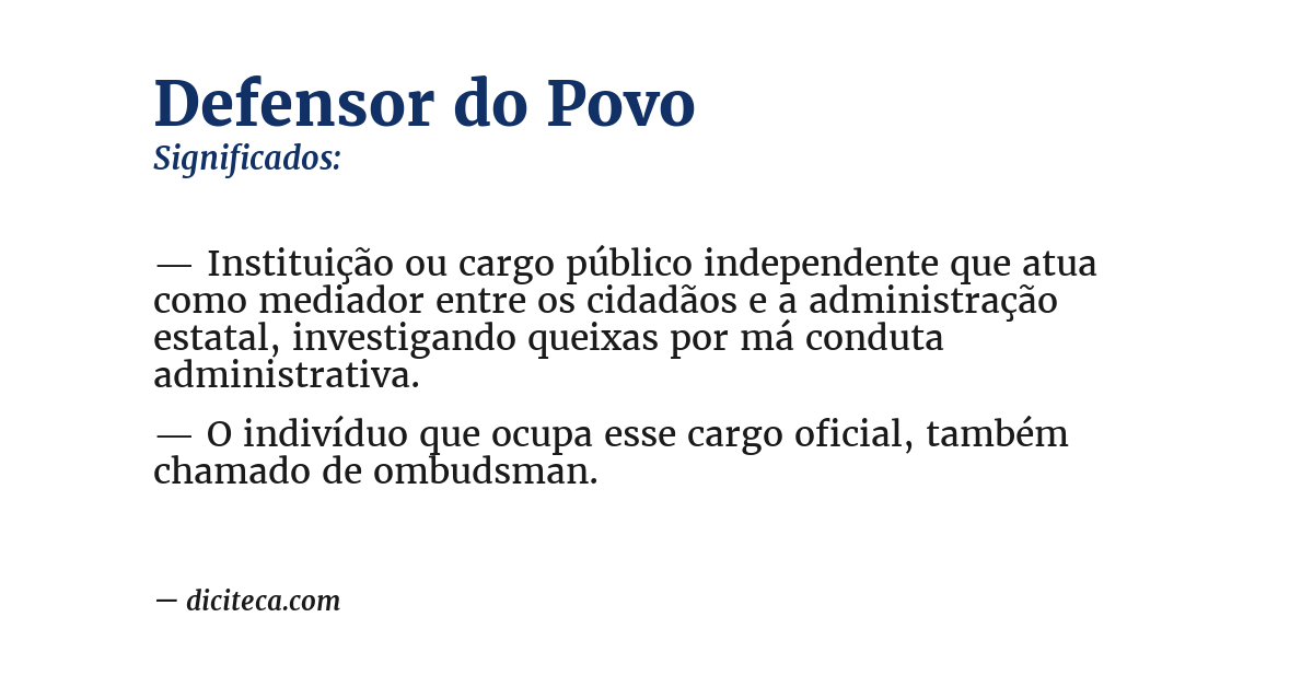 Significado de defensor do povo