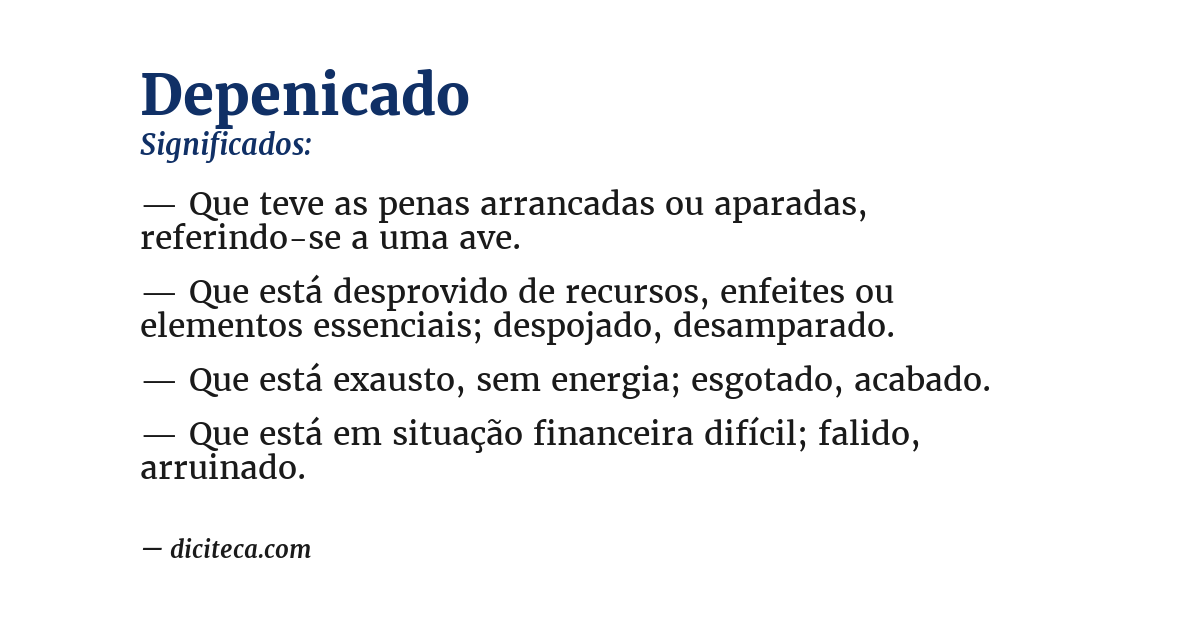 Significado de depenicado