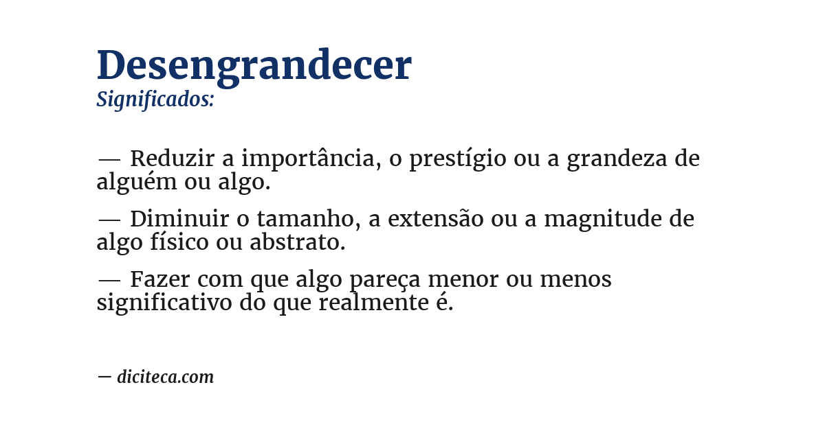 Significado de desengrandecer