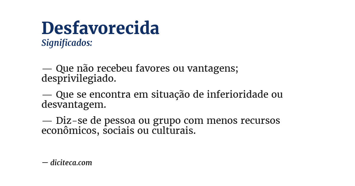 Significado de desfavorecida