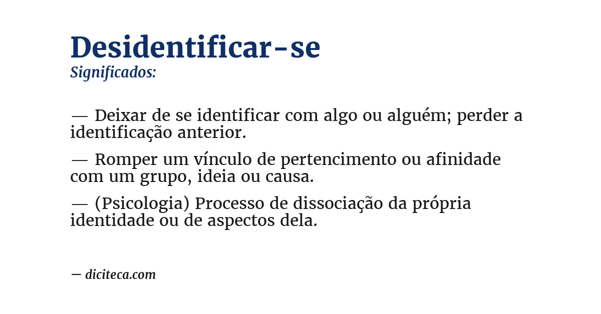Significado de desidentificar-se