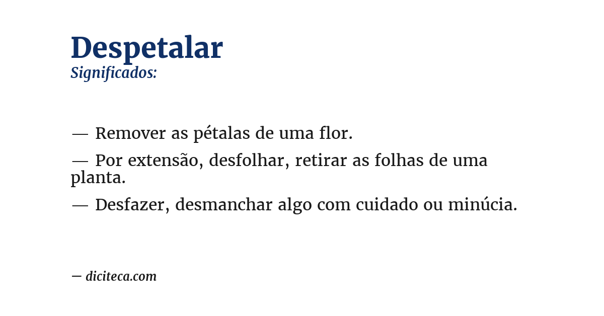 Significado de despetalar
