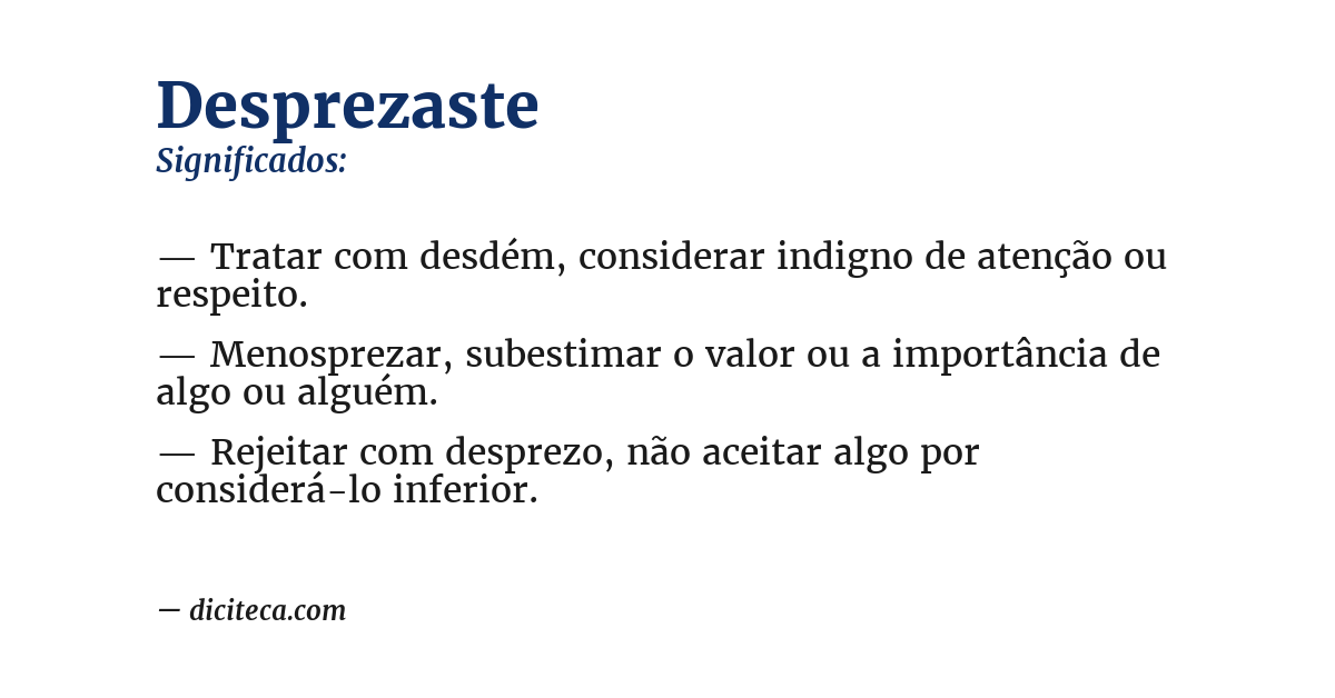 Significado de desprezaste