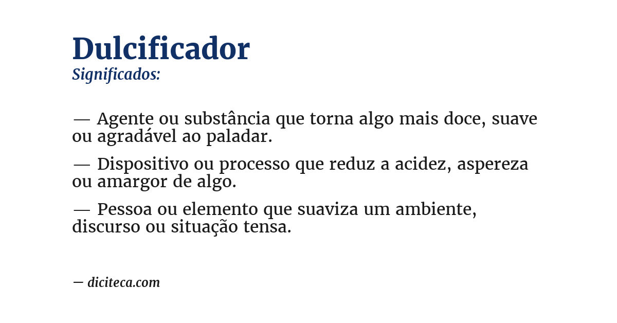Significado de dulcificador