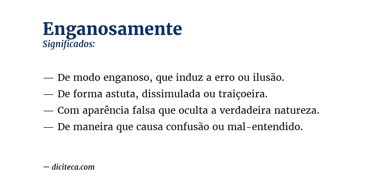 Significado de enganosamente