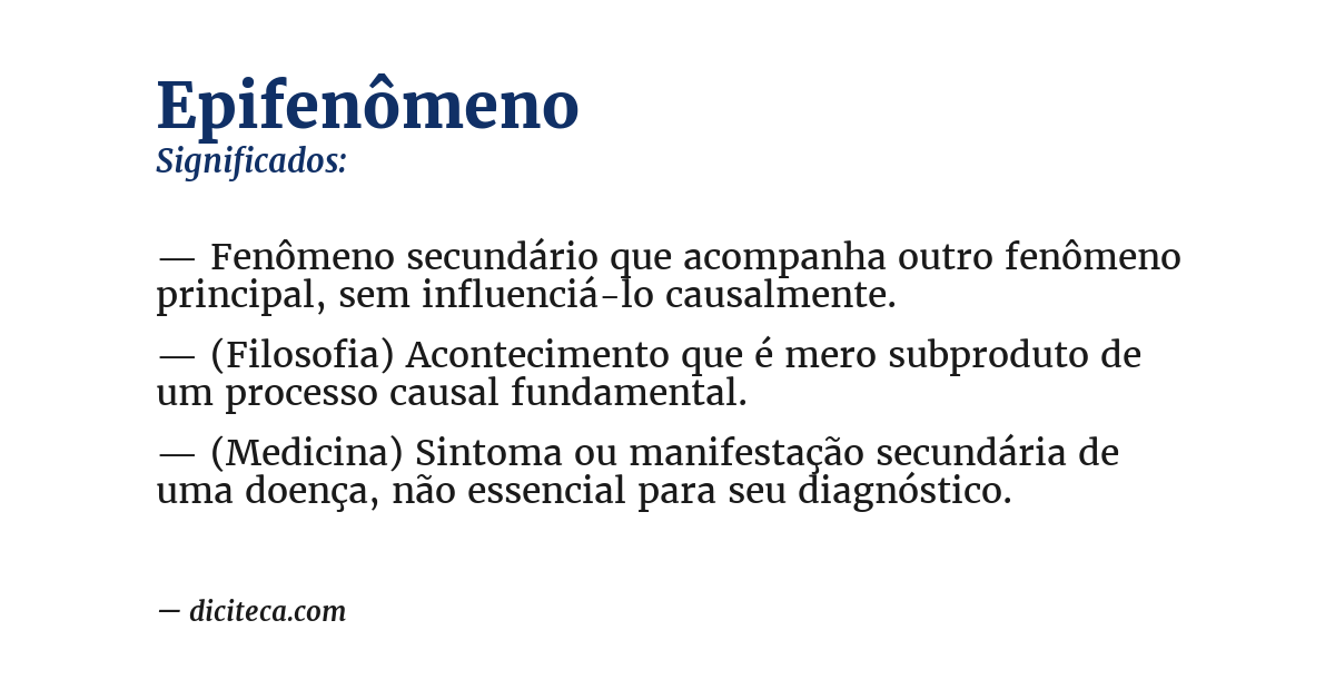 Significado de epifenômeno