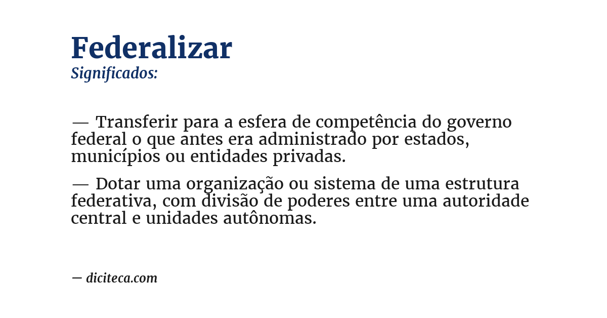 Significado de federalizar