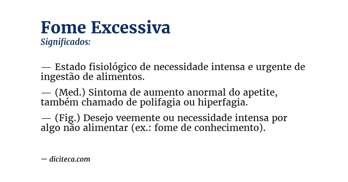 Significado de fome excessiva