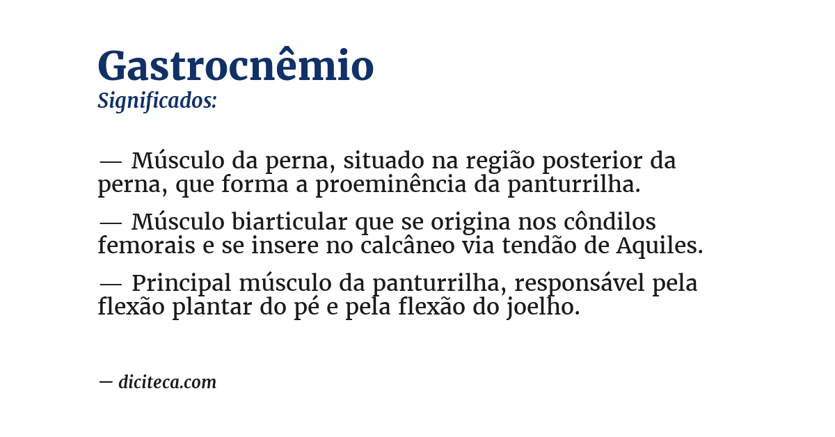 Significado de gastrocnêmio
