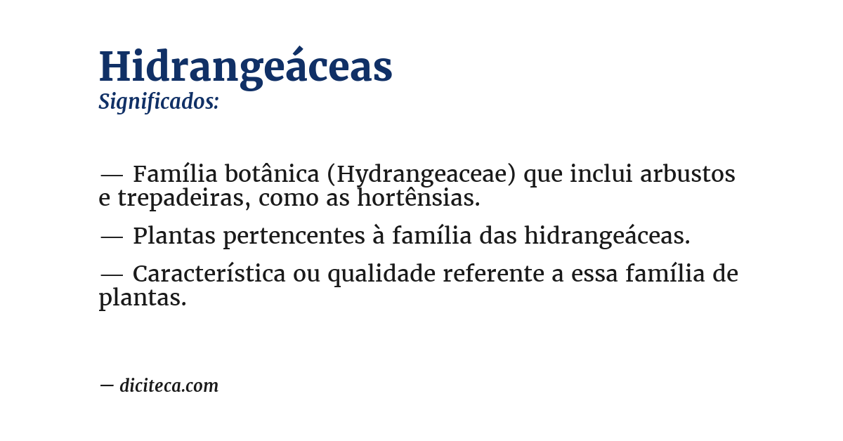 Significado de hidrangeáceas