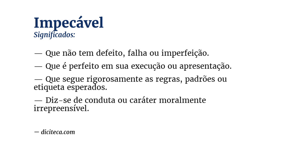 Significado de impecável
