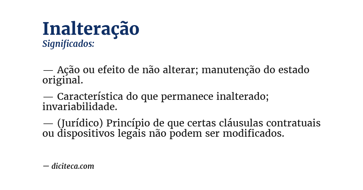 Significado de inalteração