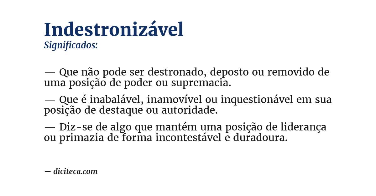 Significado de indestronizável