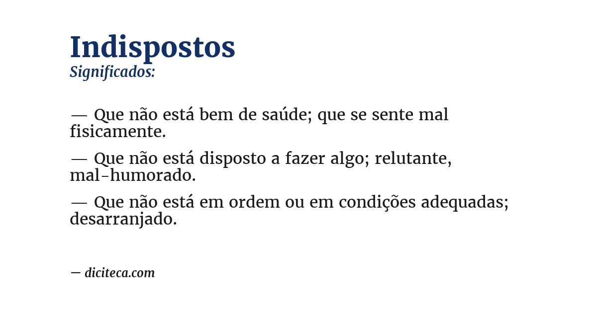 Significado de indispostos