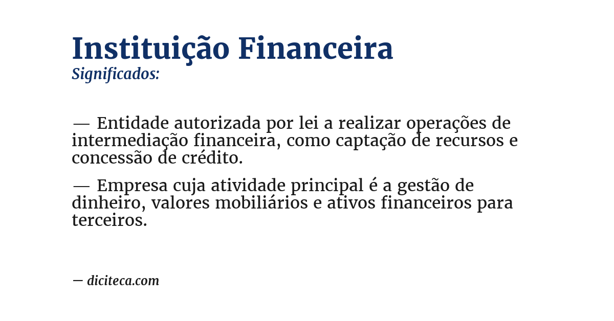 Significado de instituição financeira