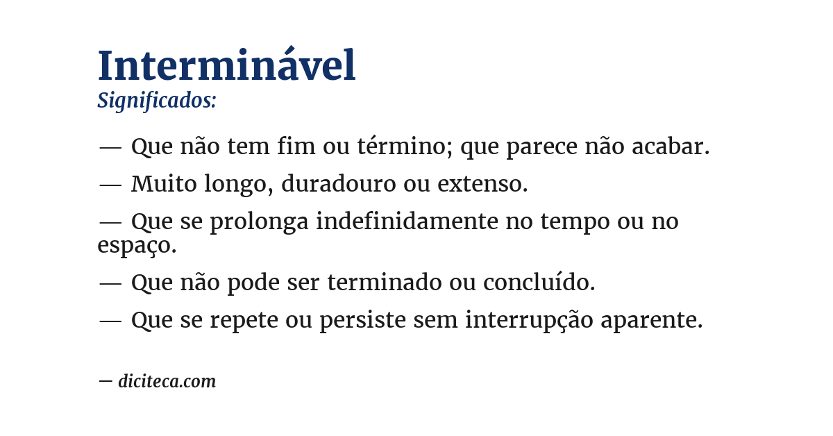 Significado de interminável