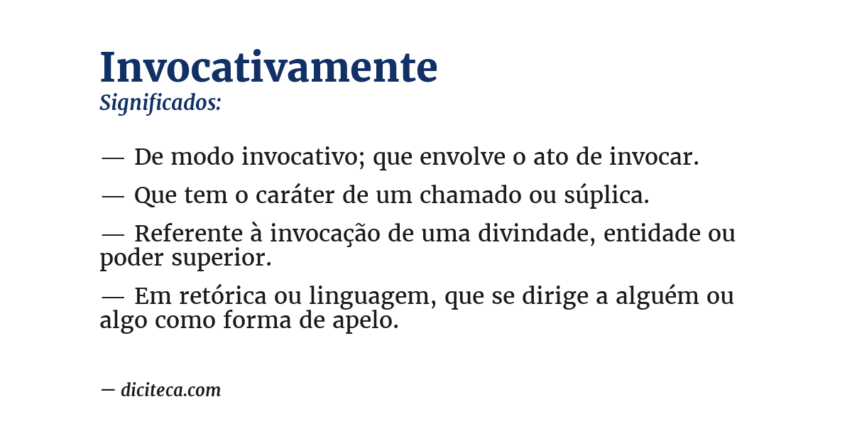 Significado de invocativamente