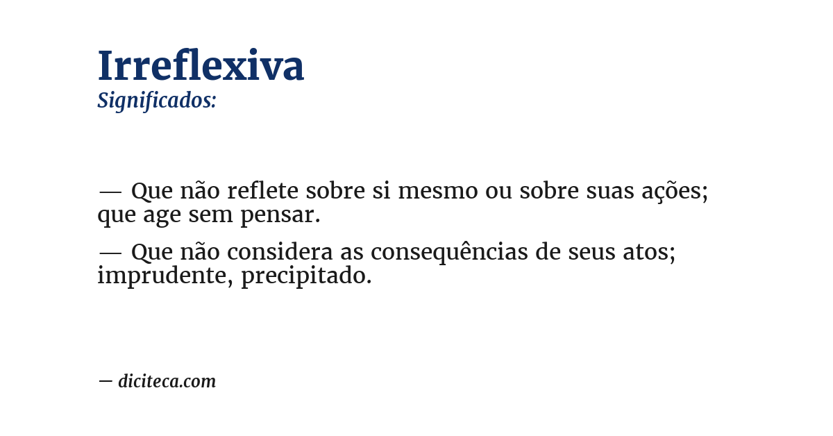 Significado de irreflexiva