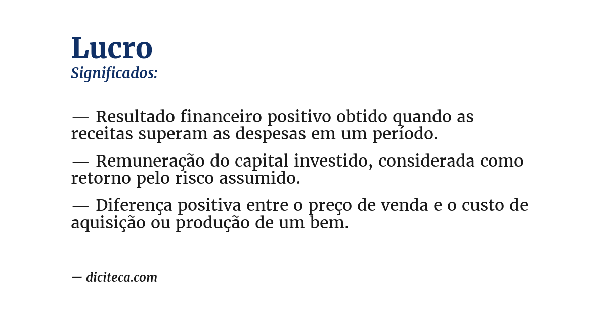 Significado de lucro