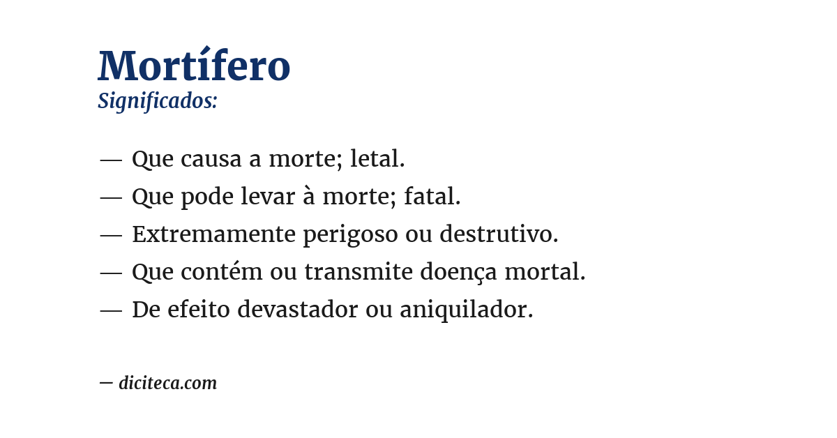 Significado de mortífero