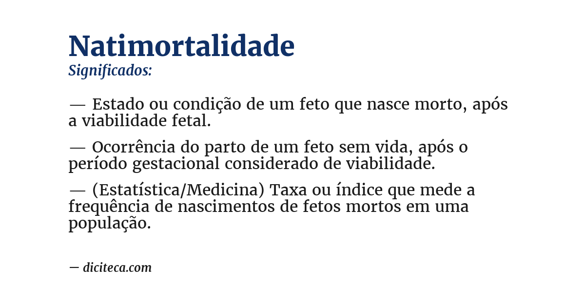 Significado de natimortalidade