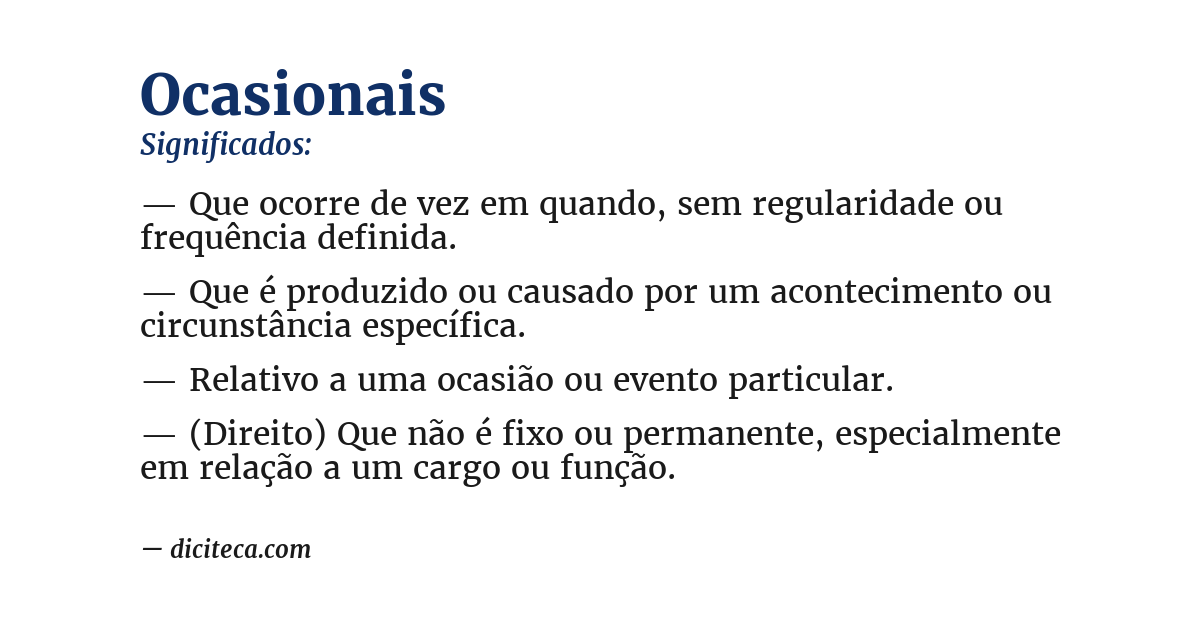 Significado de ocasionais