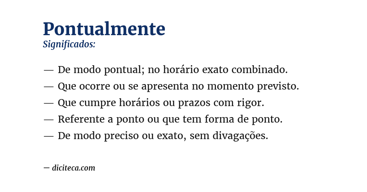 Significado de pontualmente