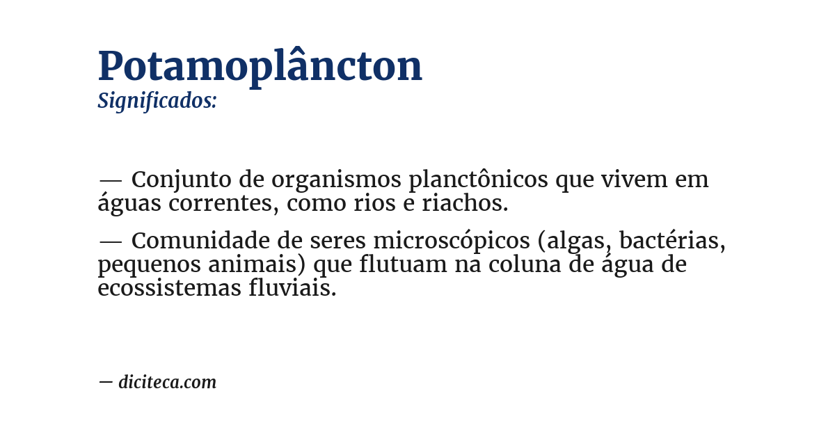 Significado de potamoplâncton